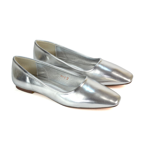 Silver Metallic Pumps