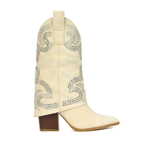 RANCH15 Beige Micro Festival Boots