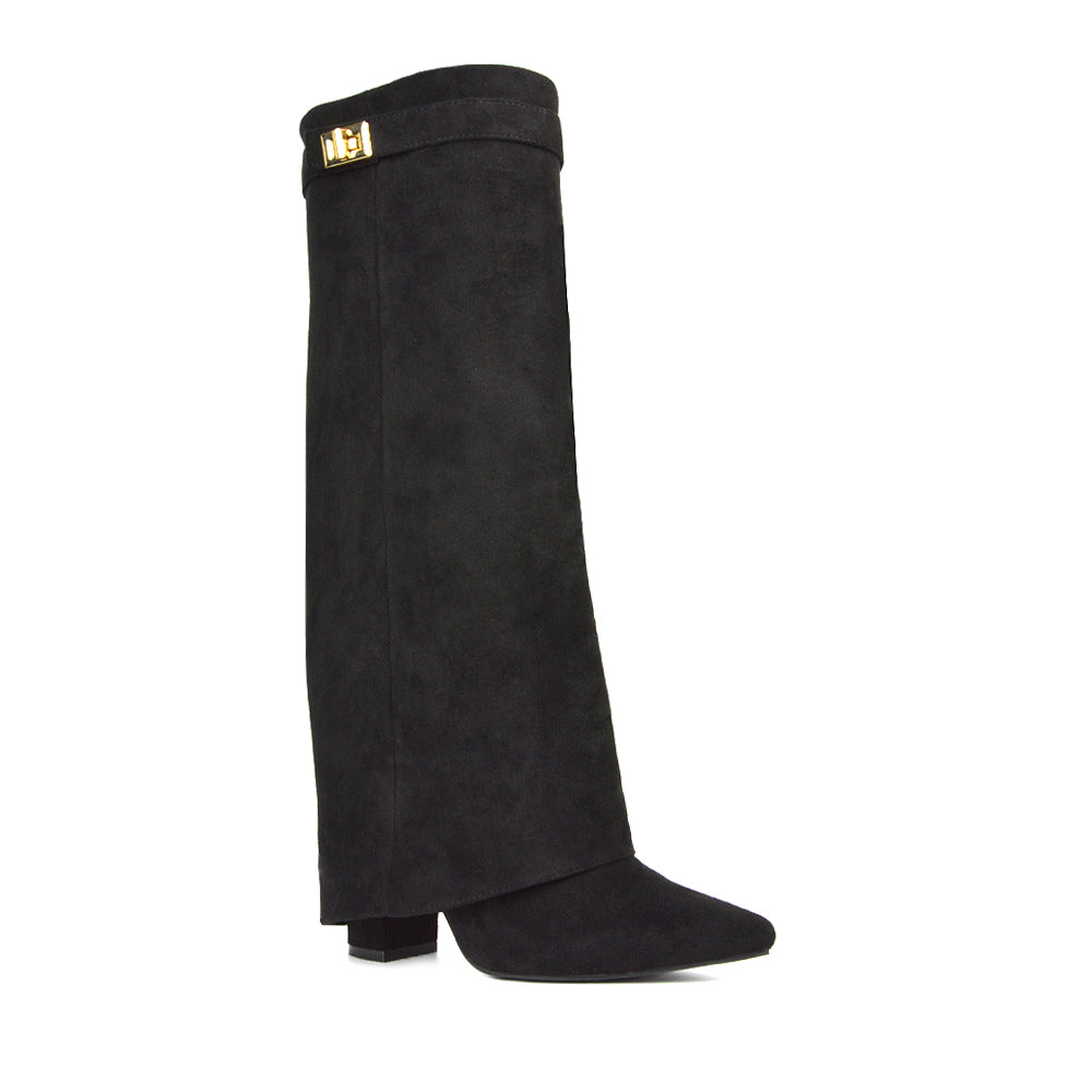 RANGER 1 Black Faux Suede Knee High Boots