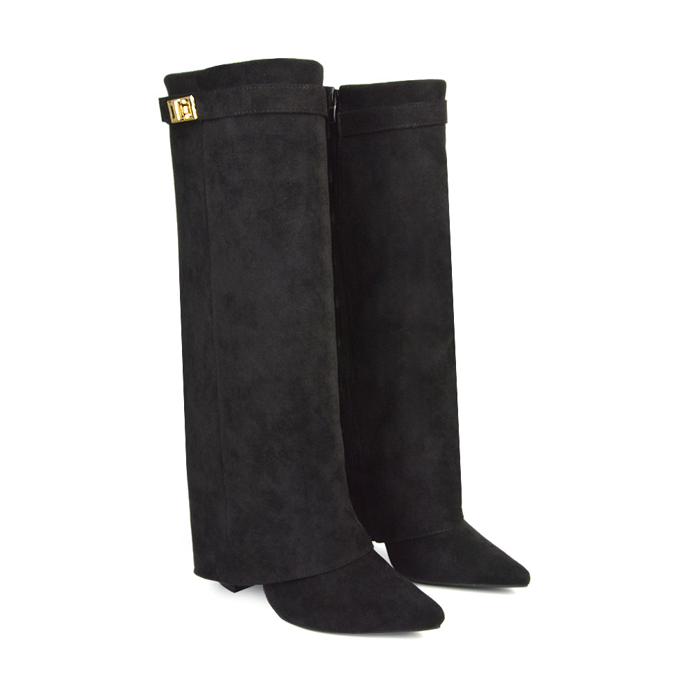 RANGER 1 Black Faux Suede Heeled Boots