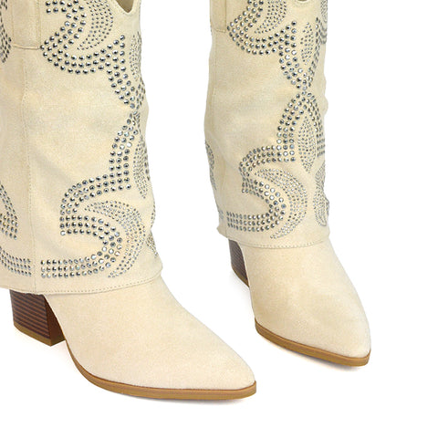 RANCH15 Beige Micro Concert Boots