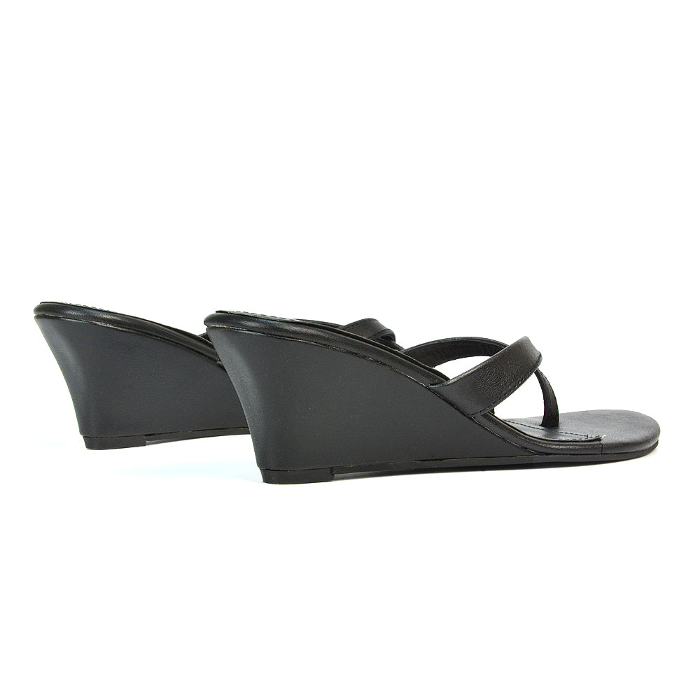 Black Wedge Heel Sandals