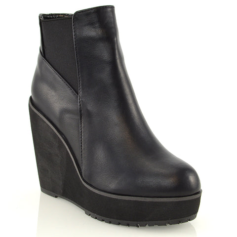 black wedge boots, black ankle boots, black platform boots