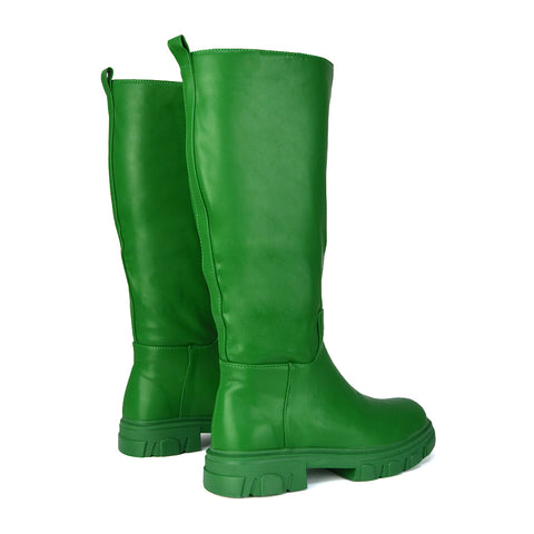 green flat boots