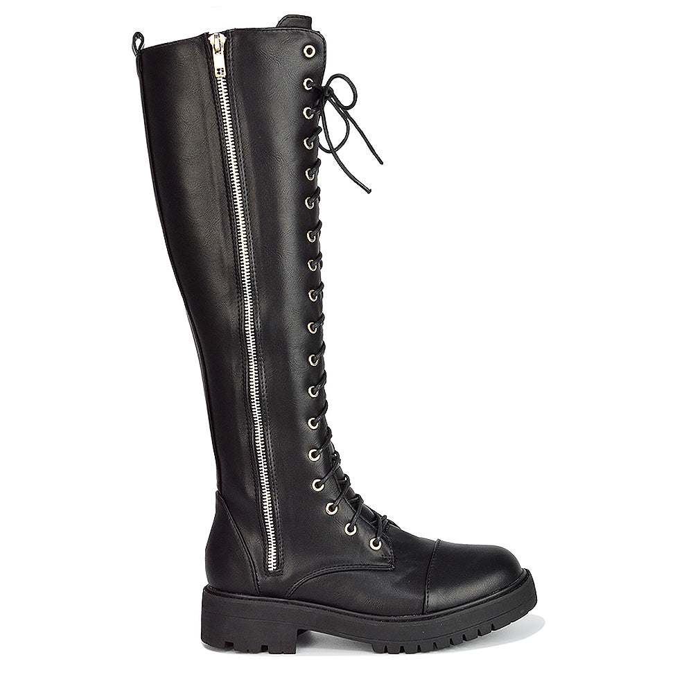 Black Flat Boots Womens