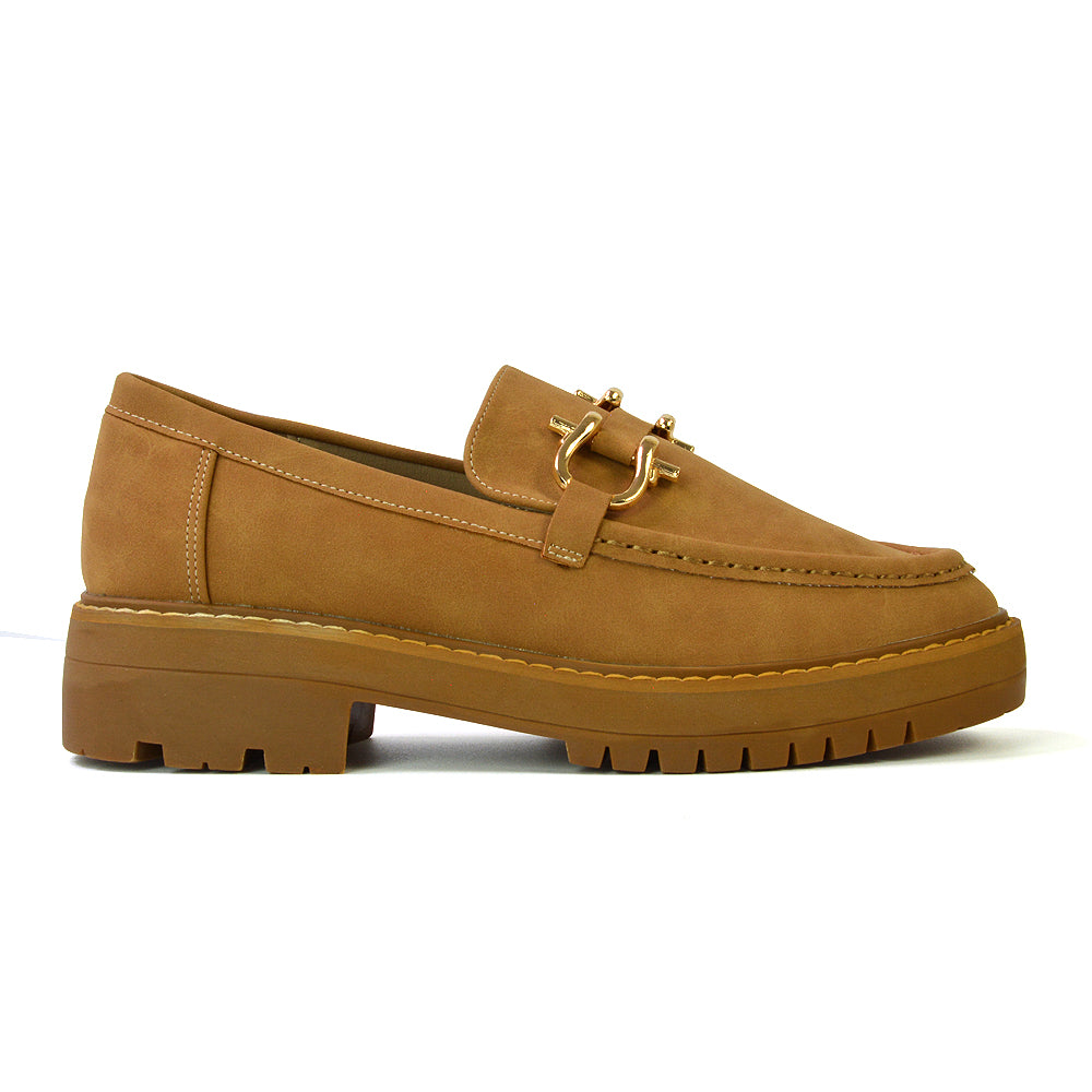tan chunky loafers