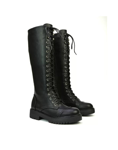 black lace up boots