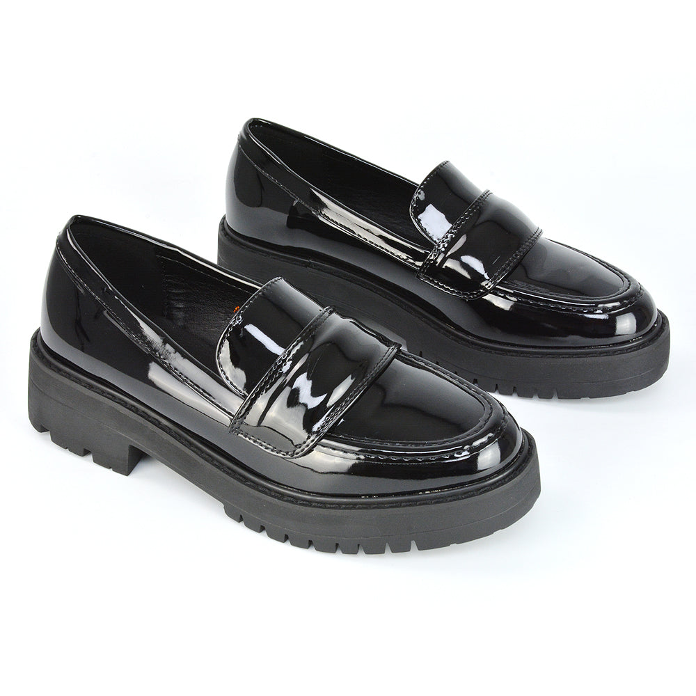 black patent | XY London | Loafers,Chunky Loafers,School Shoes,Work Shoes,Smart Shoes
