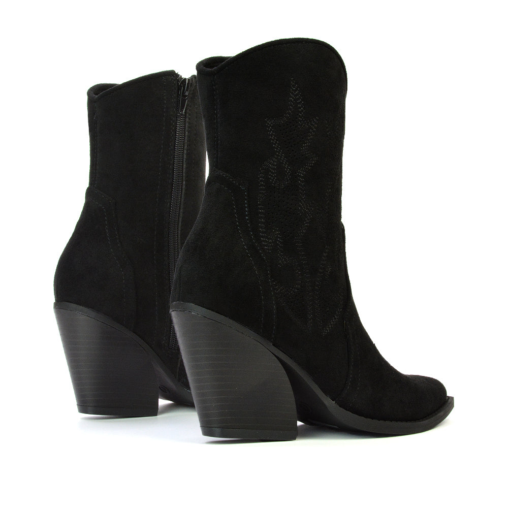 black heeled boots