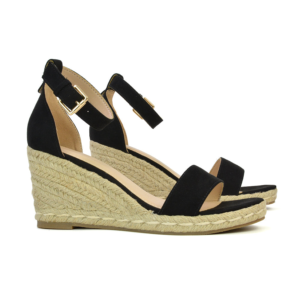 black wedge heel sandals