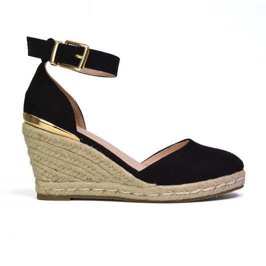 Black | XY London | black wedges,black wedge shoes,black wedge heels,black sandal wedge heels,black espadrilles
