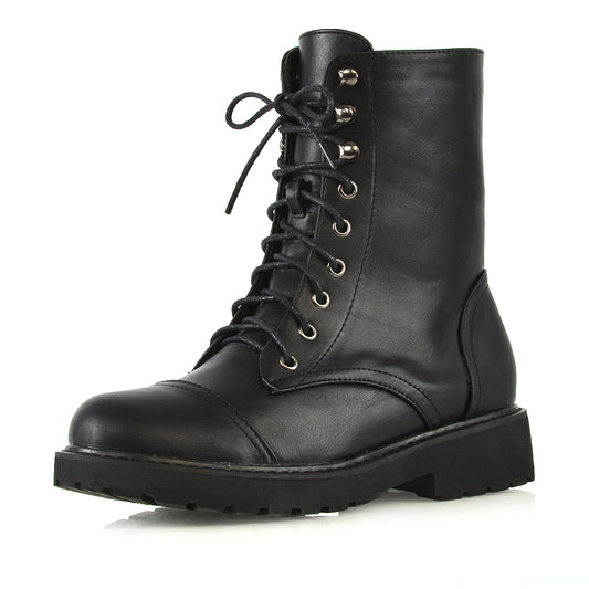 black synthetic leather | XY London  ,,,black boots, black biker boots, black ankle boots,
