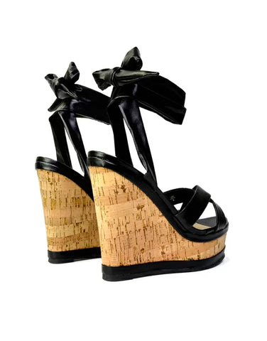 black sandal wedge heels