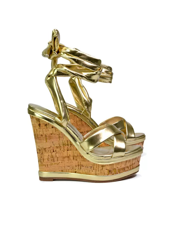 gold wedge shoes