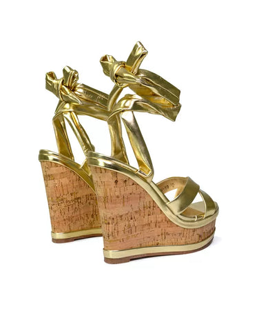 gold sandal wedge heels