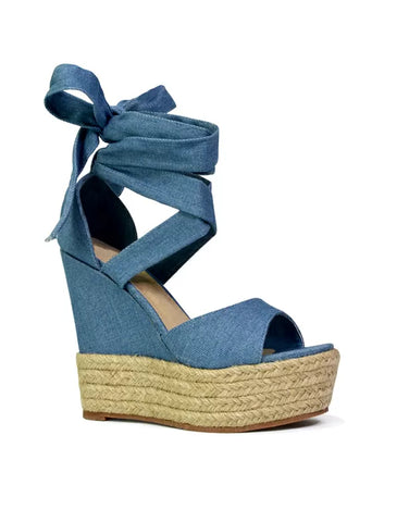 denim wedge heels