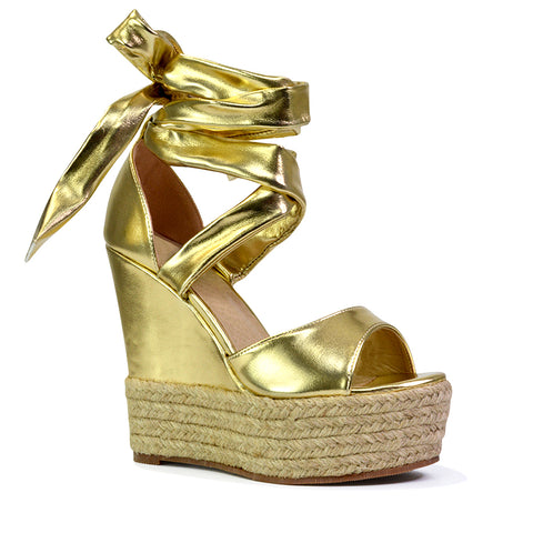 gold wedge heels