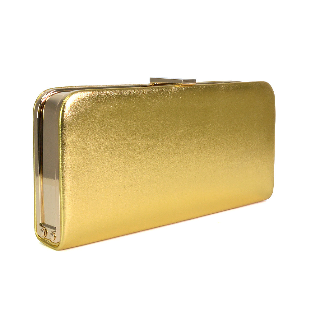 Kennedi Metallic Clutch Evening Party Purse Bag in Gold