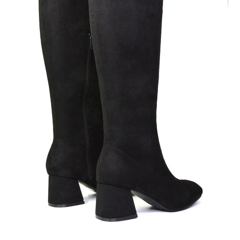 black heeled boots