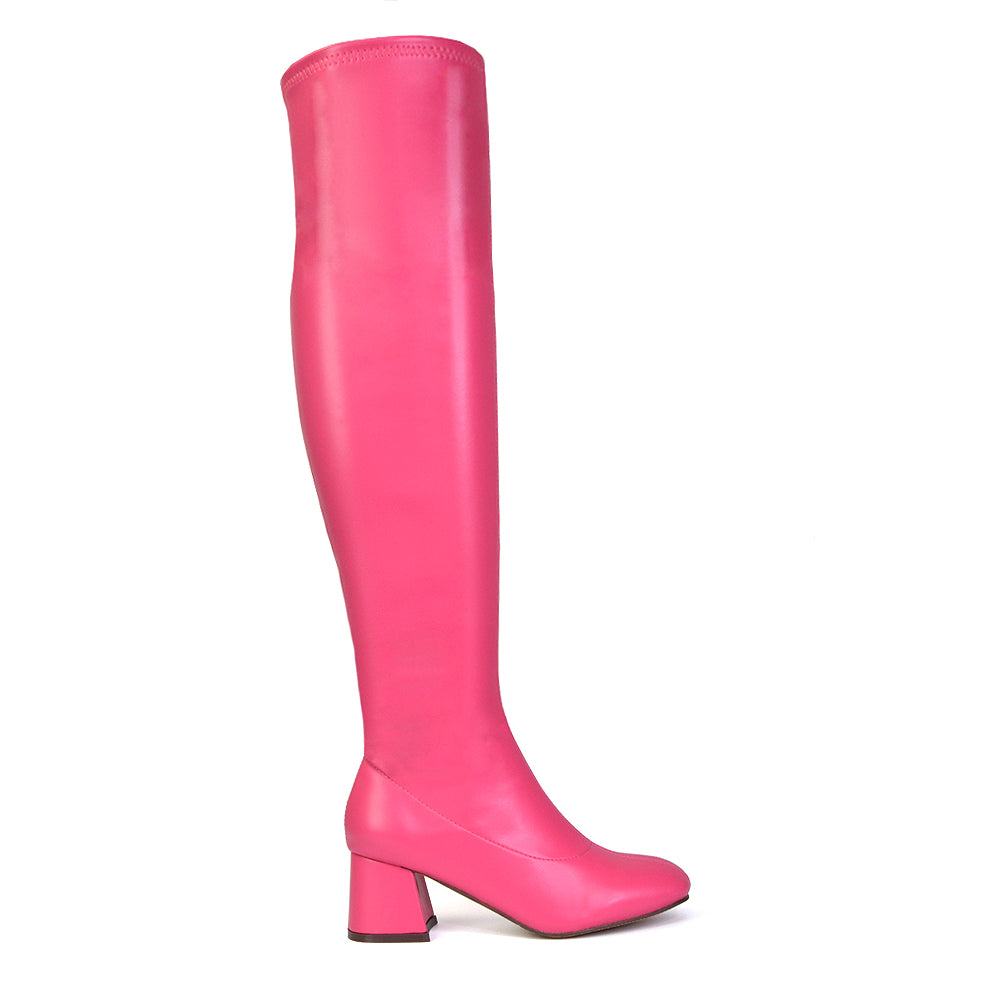 pink knee high boots