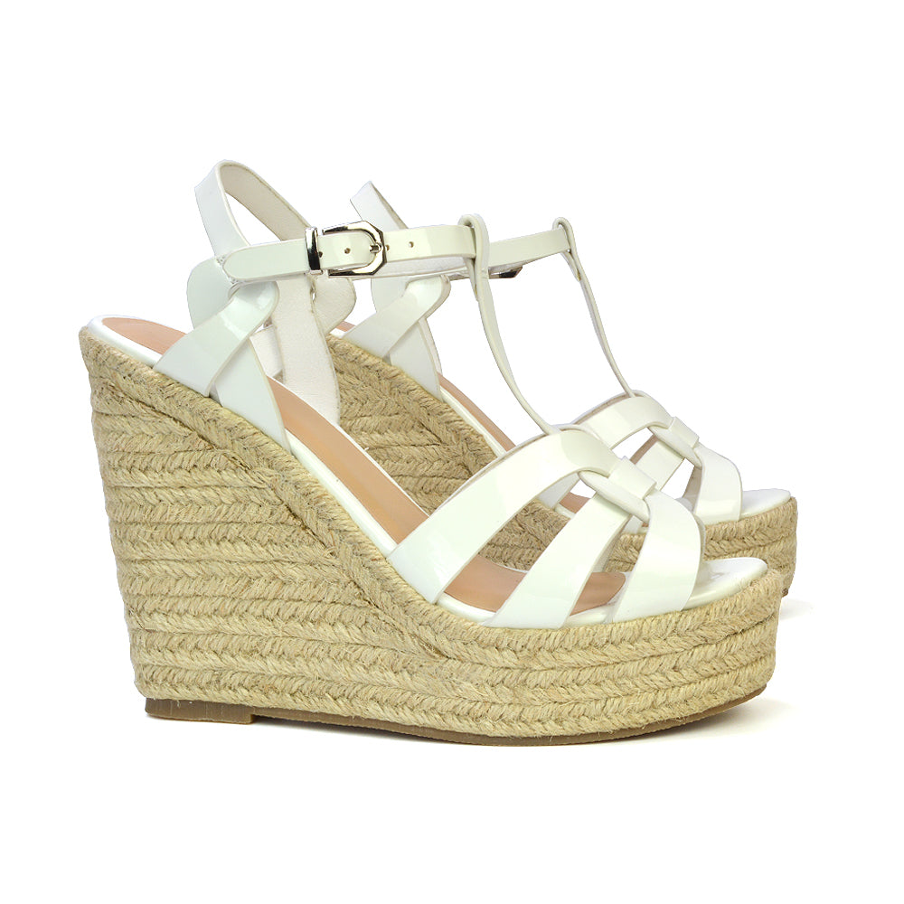 white platform wedge heels