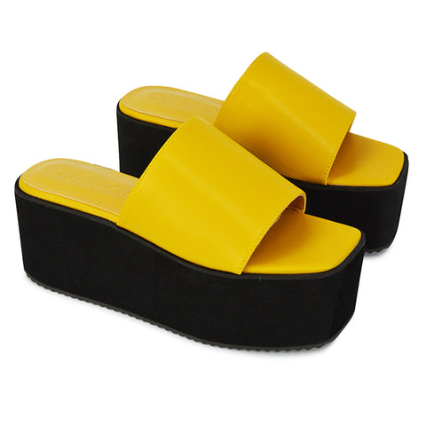 Yellow Flatform Sandals
