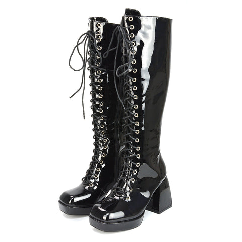 Black Lace Up Platform Boots