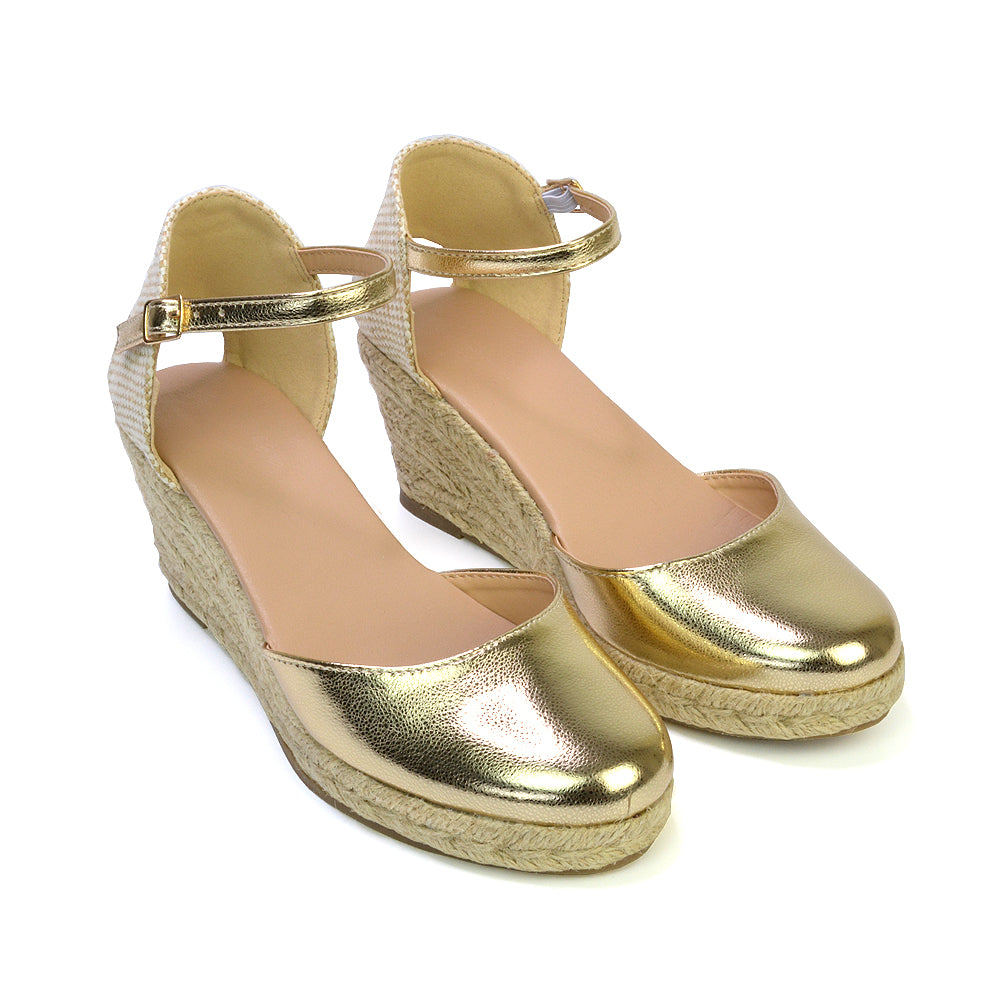 gold wedge sandal heels