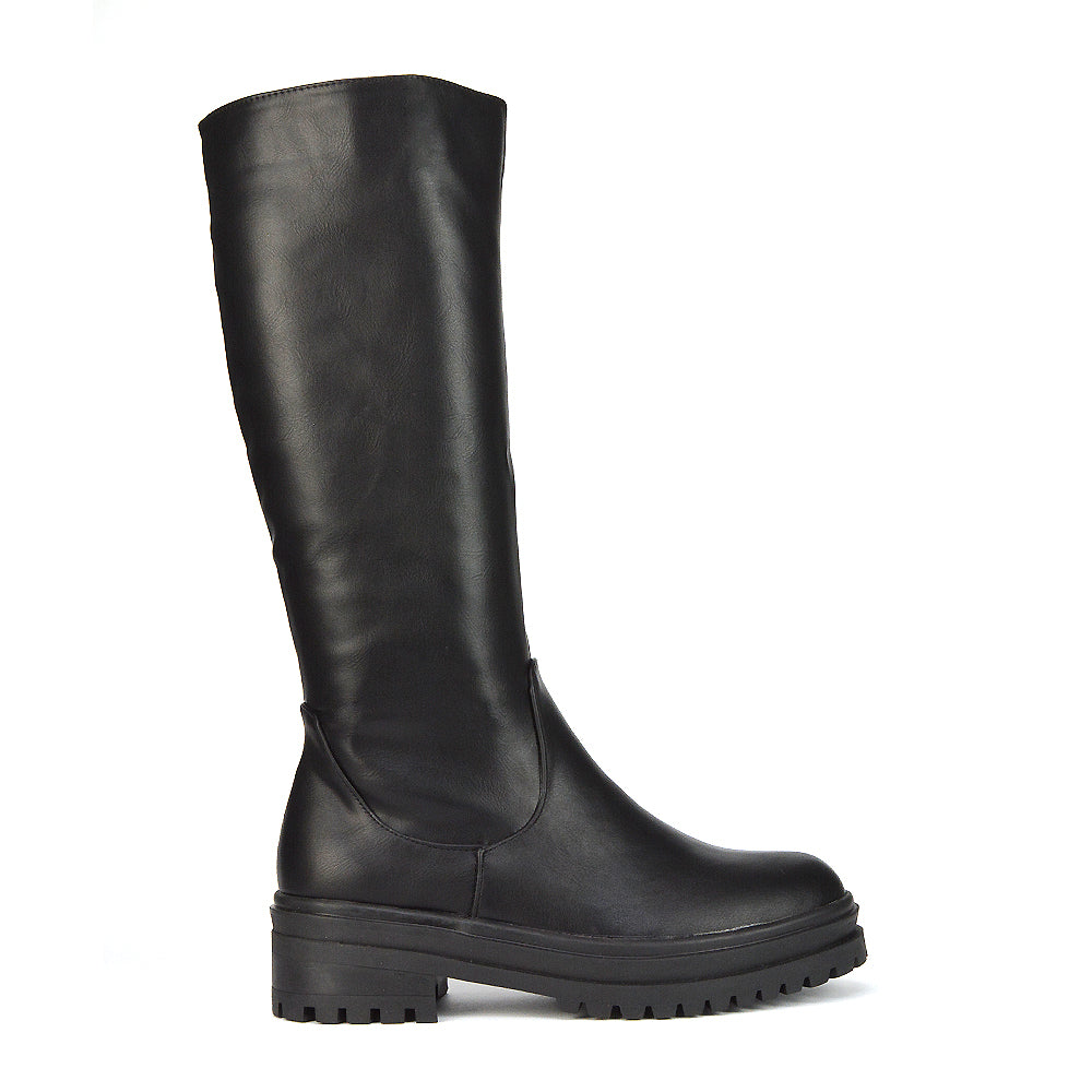 Black Synthetic Leather boots