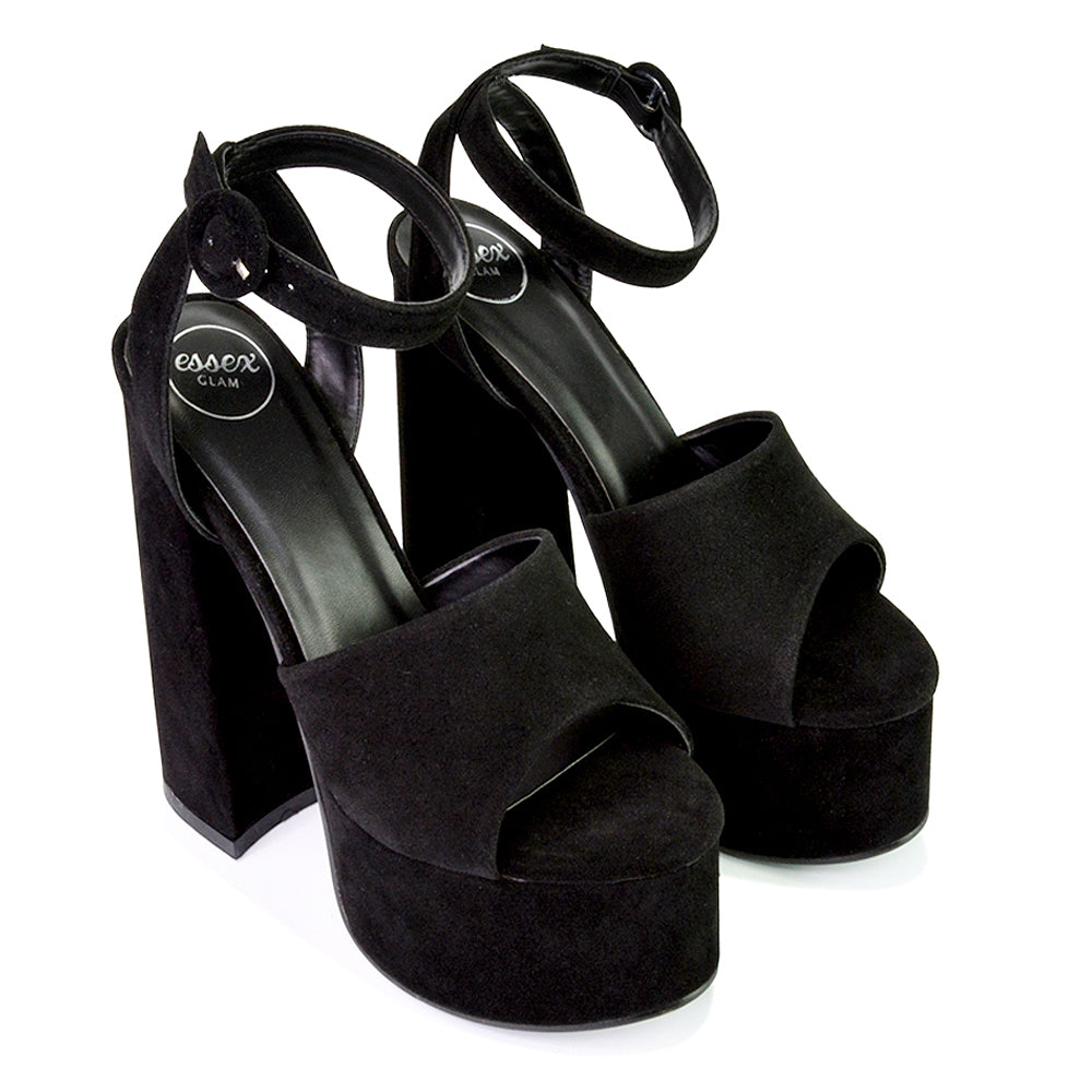 Black block heel platform sandals hotsell