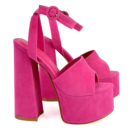 pink block heels