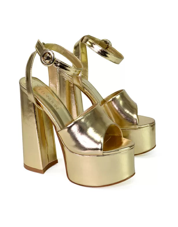 gold platform heels