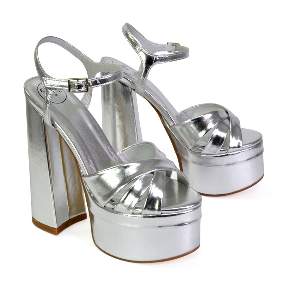 silver platform heels