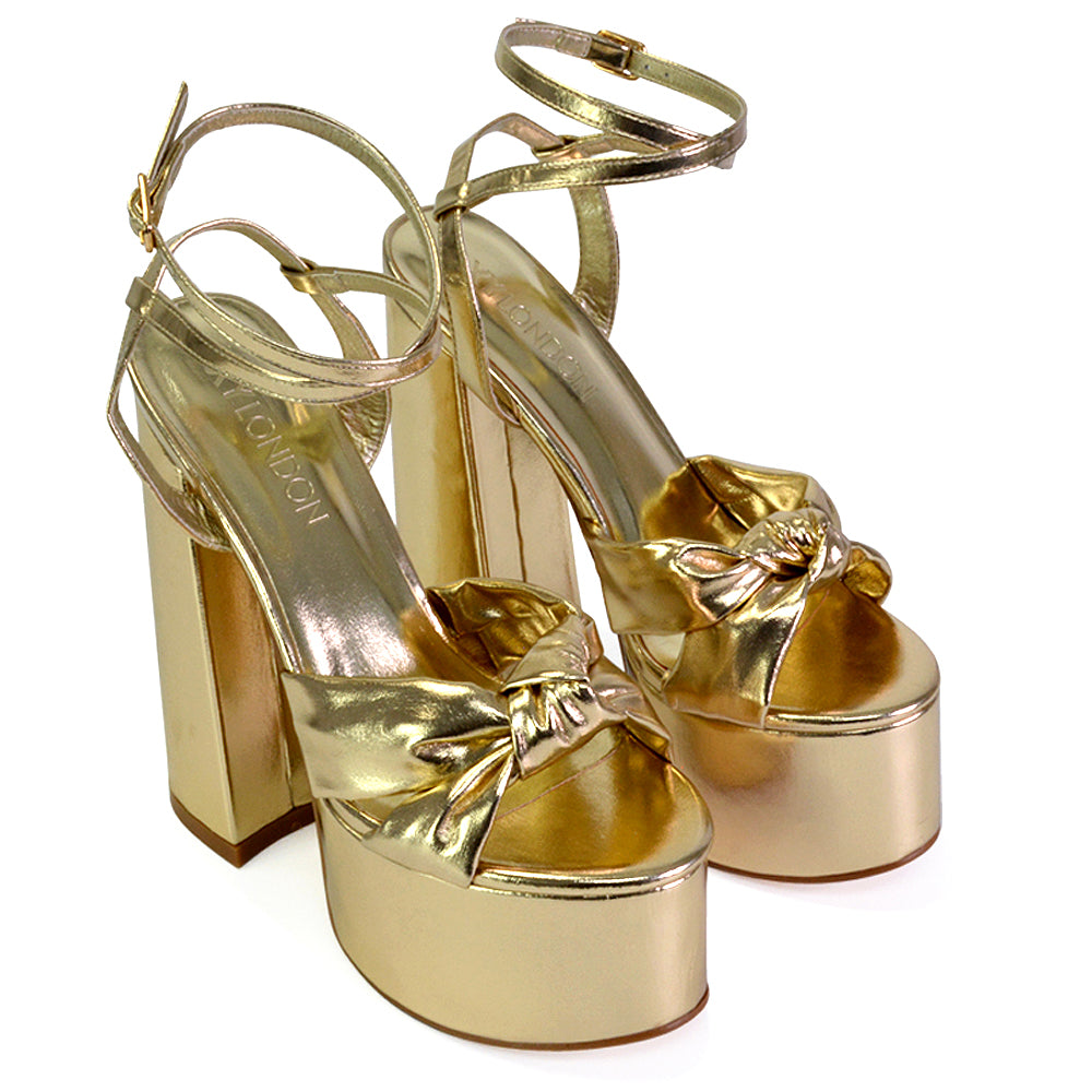 gold block heels