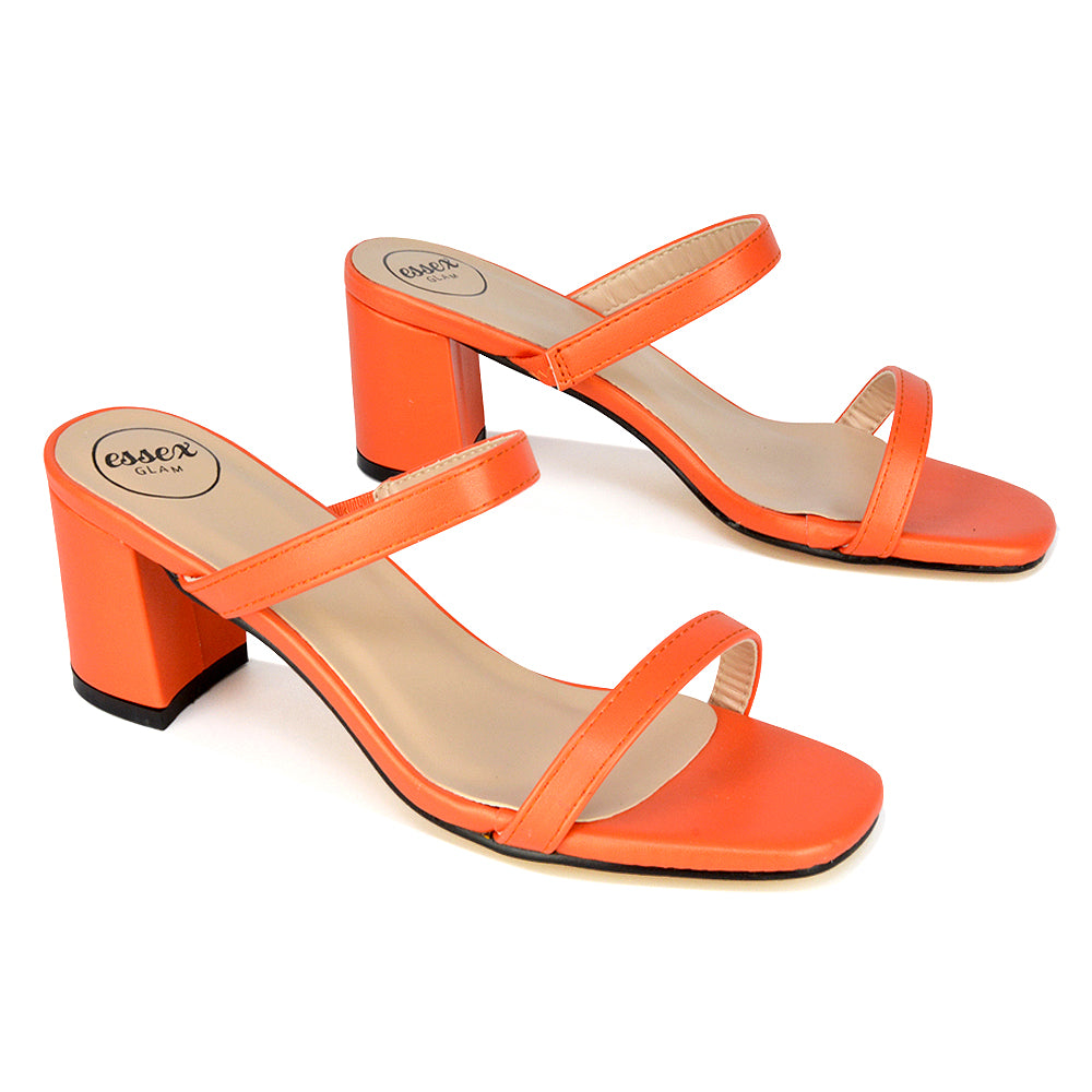 orange mule heels, orange heels, orange mules