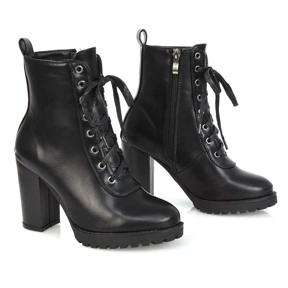 Black PU Heeled Boots