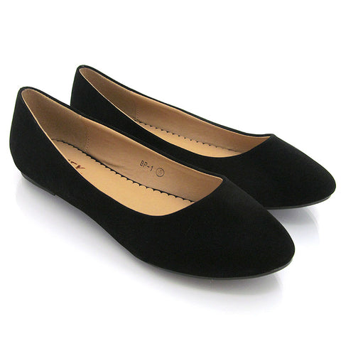 MALEFICENT FLAT BLOCK HIGH HEELED SLIP ON BALLERINA PUMP SHOES IN BLACK SYNTHETIC LEATHER
