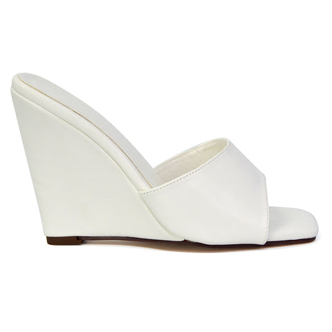 white wedge heels