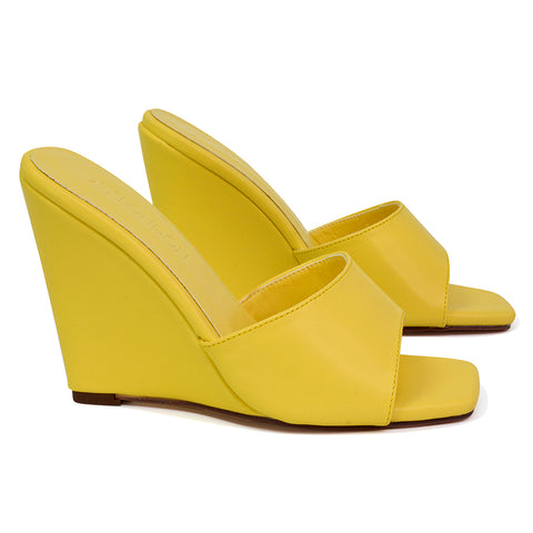 yellow wedge heel sandals