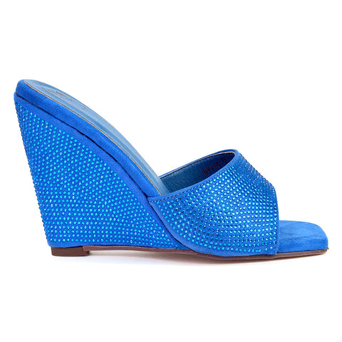 blue wedge shoes