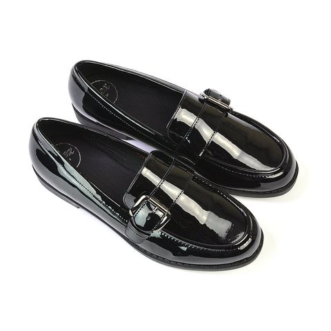 black patent loafers