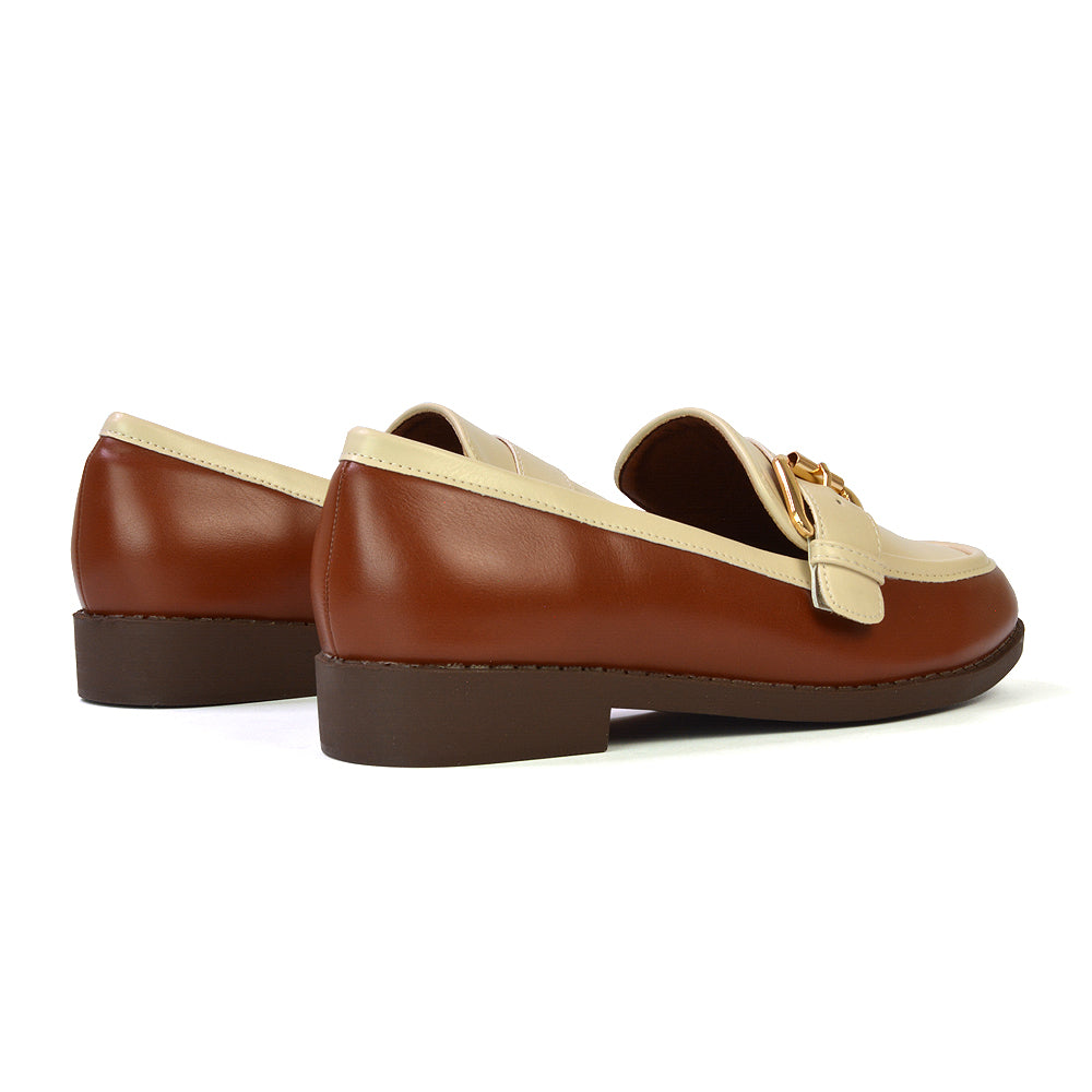 Kali Buckle Up School Shoes Loafers With Chunky Soles in Brown Synthetic Leather