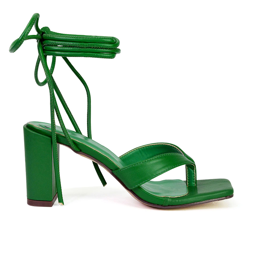 green mid heels