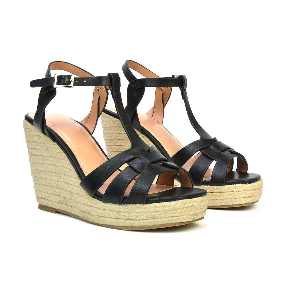 black wedge heel sandals