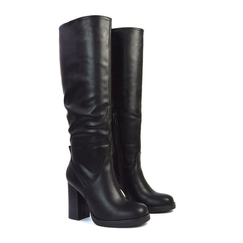 black block heeled boots