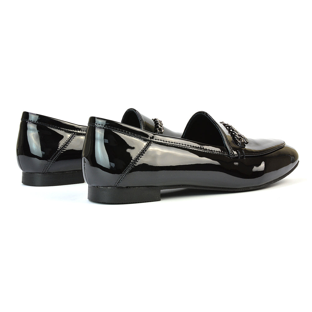 black patent loafers