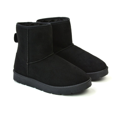 Junie Classic Flat Ankle Winter  Boots with Faux Fur Insoles in Sand