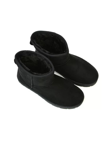 Junie Classic Flat Ankle Winter  Boots with Faux Fur Insoles in Black