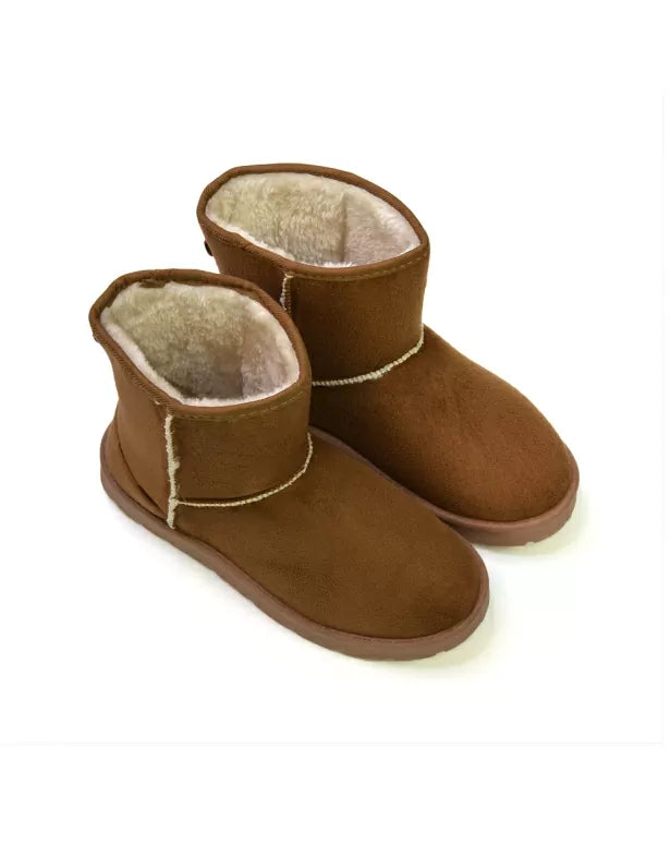 Junie Classic Flat Ankle Winter  Boots with Faux Fur Insoles in Mushroom