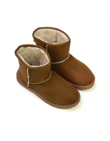 Junie Classic Flat Ankle Winter  Boots with Faux Fur Insoles in Chestnut